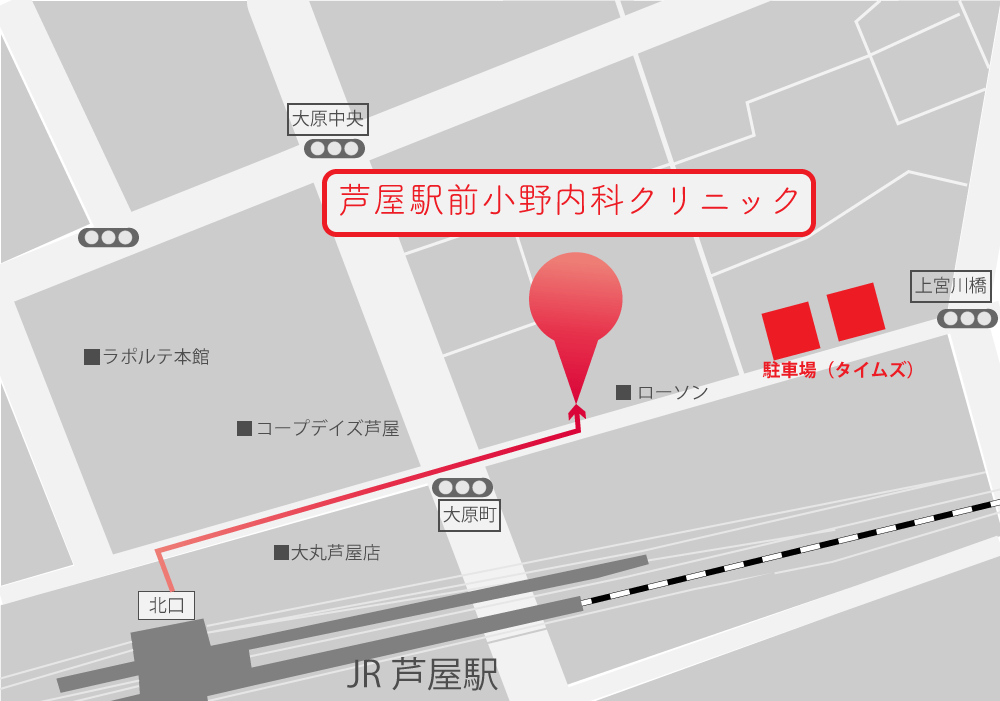 芦屋駅前小野内科クリニック　アクセスマップ